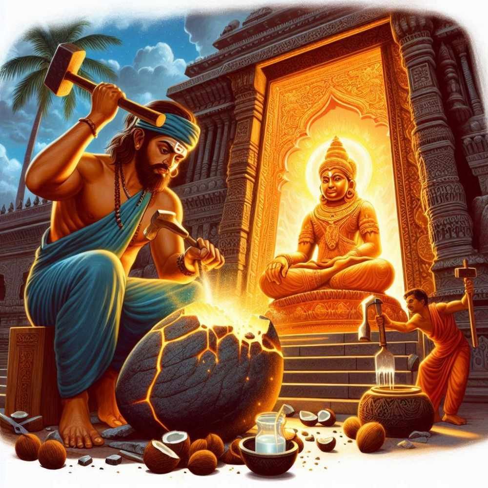 Indian-sculptor-working-with-a-hammer-and-chisel