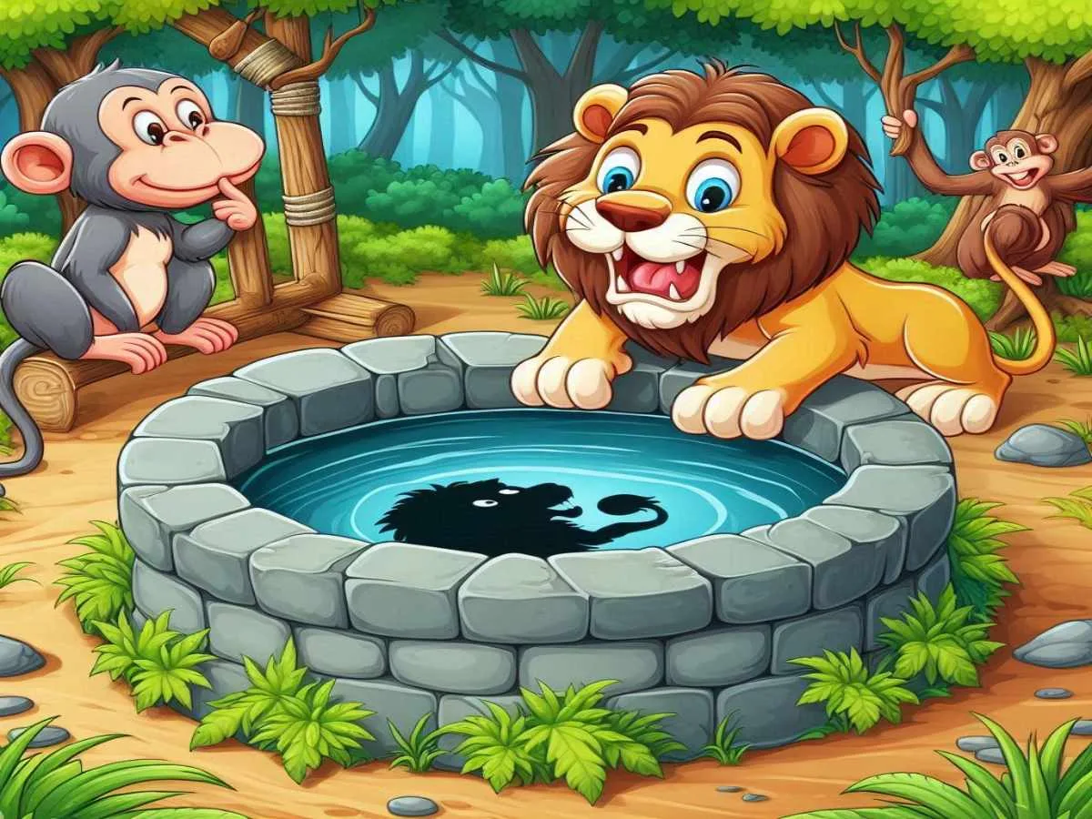 You are currently viewing चतुर बंदर और शेर की कहानी – The story of clever monkey and lion