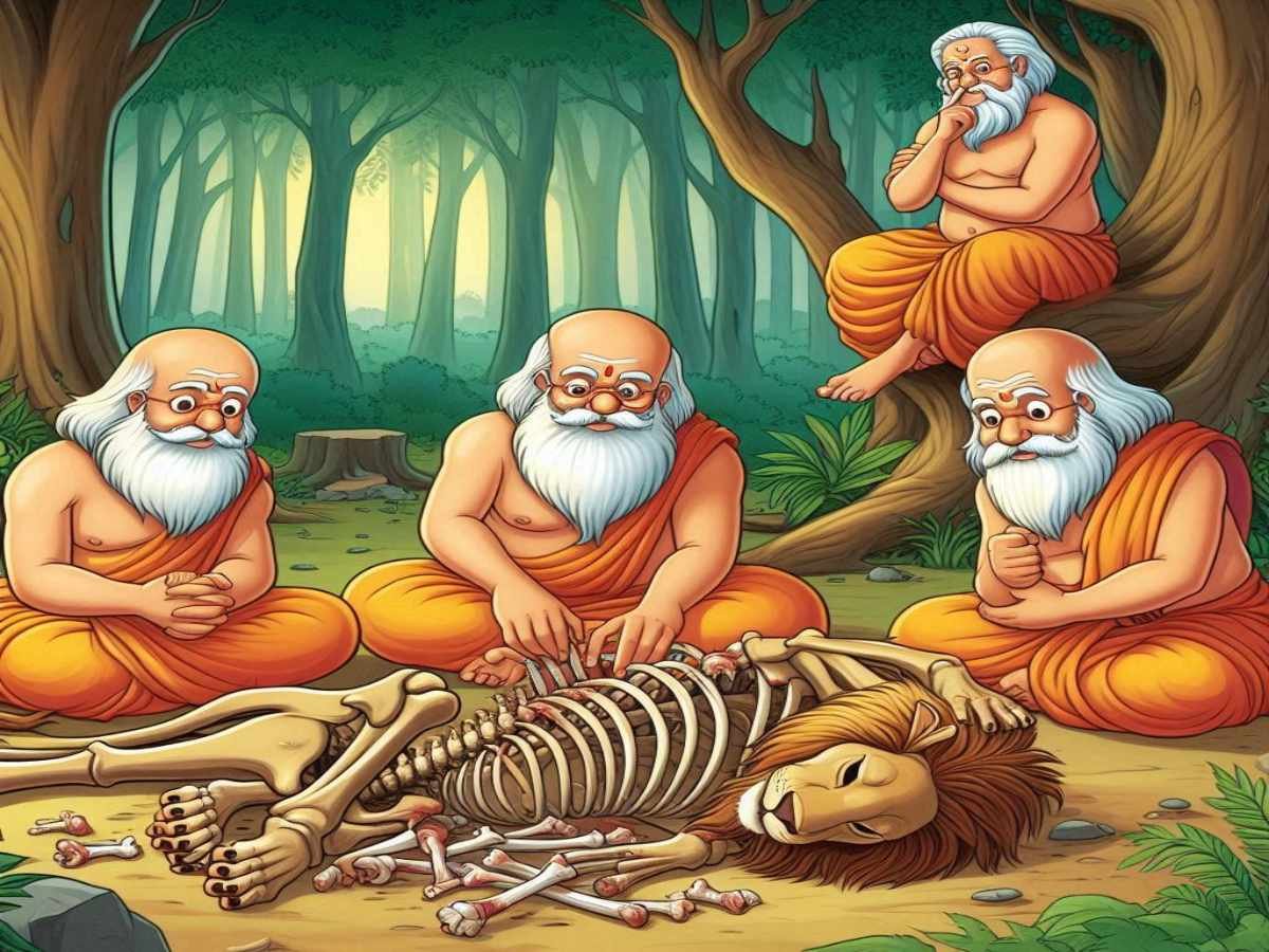 You are currently viewing तीन मूर्ख ब्राह्मण और शेर – Three Foolish Brahmins and Lion