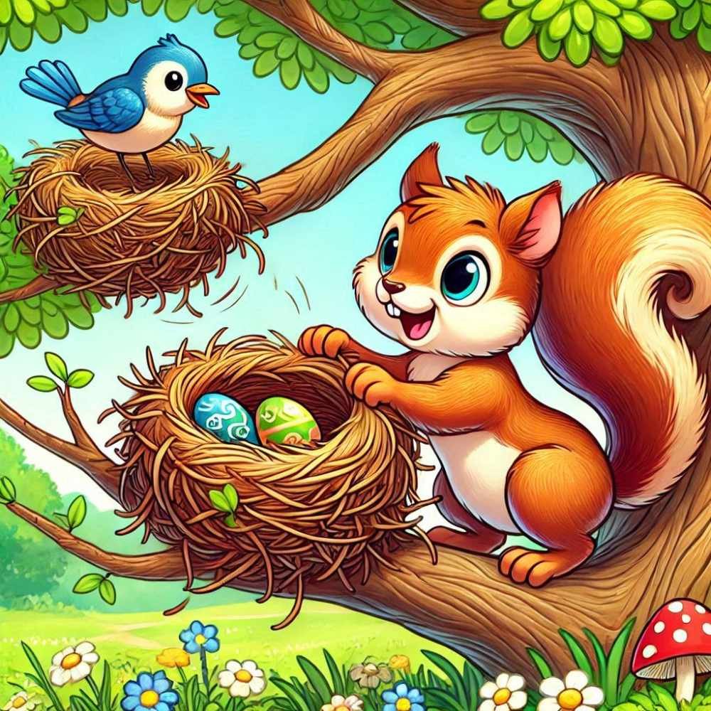naughty-squirrel-and-bird