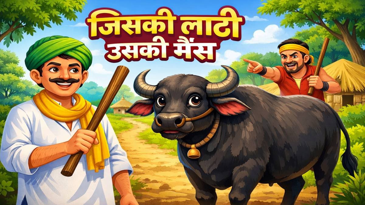 You are currently viewing जिसकी लाठी उसकी भैंस की कहानी 🐃 | बच्चों के लिए प्रसिद्ध Moral Story