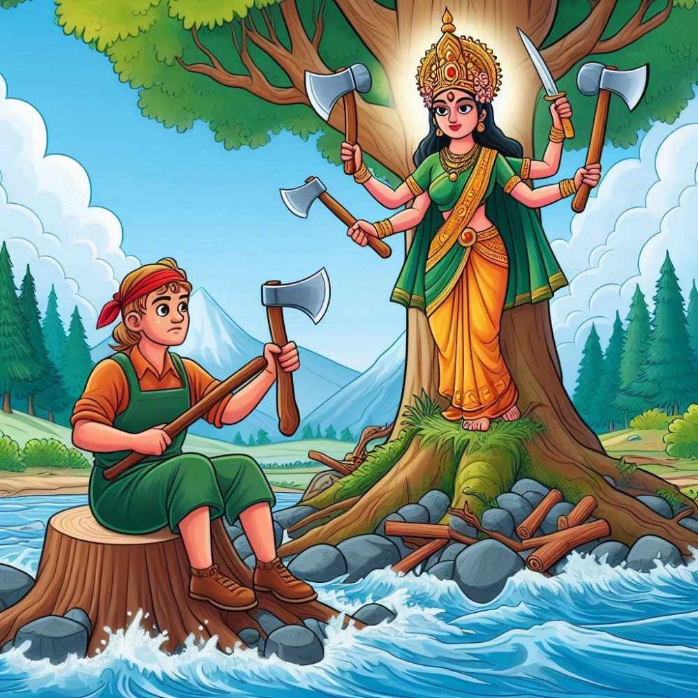 panchtantra-ki-kahani-ईमानदार-लकड़हारा-और-कुल्हाड़ी