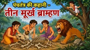 Read more about the article बच्चों की लोकप्रिय पंचतंत्र की कहानी – तीन मूर्ख ब्राम्हण और शेर